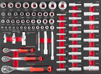 Dielenský vozík s náradím 7+1 zásuviek +1 kľúč Nm - 2