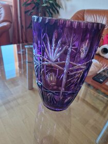 Kryštálová váza 25cm fialová,  ručná výroba - 2