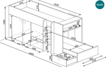Na predaj praktické a moderné poschodové lôžko ALDO pre deti - 2