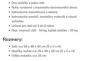 Detský stôl a 2 stoličky - 2