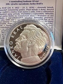 10 EUR Ag, Janko Kráľ, proof, 2022 - 2