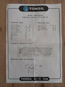 Predám HiFi stredobasy Tonsil GND 20/80 - 2