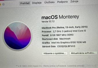 Macbook pro 13" 8GBram, 256SSD, 2015 - 2