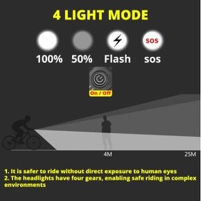 Cyklosvetlo 2ks 1000Lumen USB - 2