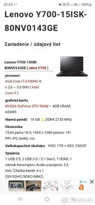 Herný Notebook Lenovo Y700-15ISK - 2