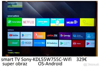 predám Smart televízor -Sony KDL55W755C-139cm-Wifi - 2