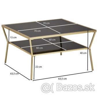 Konferenčný stolík zlato-čierny 70 cm - 2