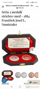 Sada 2x medaile 1884 František J I 100%stav  Original - 2