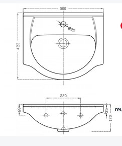 Umývadlo bez skrinky 50cm - 2