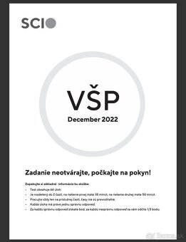 ✅Predám SCIO testy (2017 – 2024) + vypracované riešenia✅ - 2