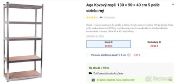 Kovový regál Aga 180 × 90 × 40 cm 5 políc - 2