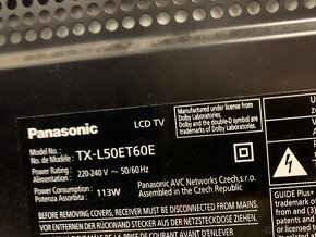 Predám Panasonic TX-L50ET60E s čiernym stojanom na stenu - 2