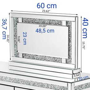 Zrkadlo s kryštáľmi a s LED osvetlením na zrkadlový stolík - 2