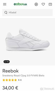 ————-Biele tenisky Reebok Classic Royal 38, 8.30 E———— - 2