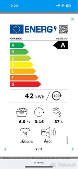 Predám Práčku GORENJE WESI62AS - 2