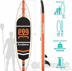 nový nepoužitý Paddleboard 335cm 150kg bielo oranžový - 2