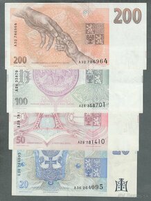 Staré bankovky sestava vydání 1993 VZÁCNÉ 20-200 Kč, pěkné - 2