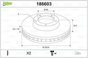 predné brzdové kotúče Valeo 186603 - 2