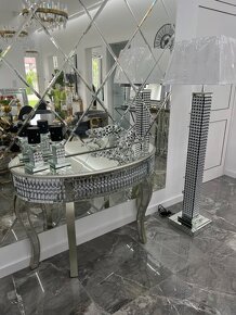 Zrkadlová stojacia lampa s kryštálmi Glamour Premium čierna - 2