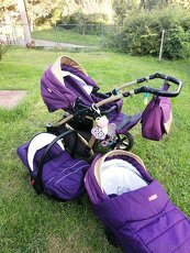 SET Kočík Baby lux  de luxe purple 3v1+golfac - 2