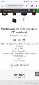 Herný monitor MSI G27C5 E2 170hz - 2