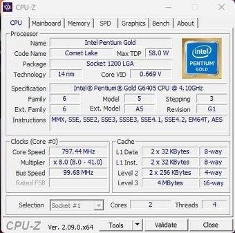 Intel Pentium Gold G6405 + chladič - 2