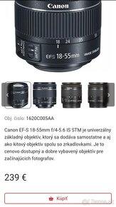 Canon EFS 18-55mm objektív. - 2