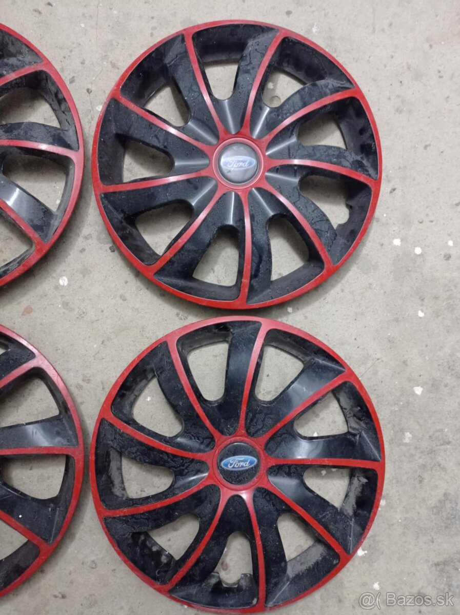 Puklice pre FORD 14" QUAD, Red & Black, 4 ks