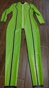 Latexový catsuit - zelený - 3