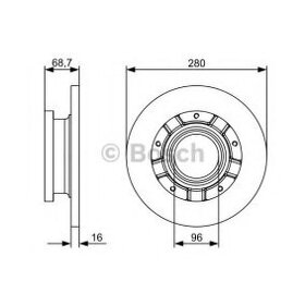 Brzdový kotúč plny Ø280mm BOSCH Ford Trasit ABS - 3