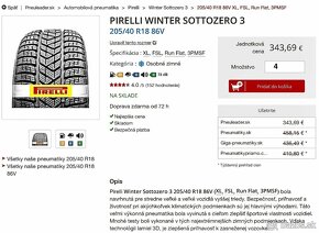 PIRELLI Winter Sottozero3  205/40 R18 86V XL RunFlat - 3