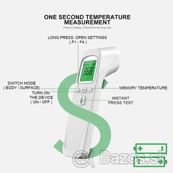 Digitálny bezkontaktný teplomer - Meranie za 1s, pamäť - 3