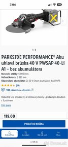 PARKSIDE PERFORMANCE® Aku uhlová brúska 40 V PWSAP 40-Li A1 - 3