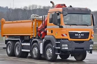 MAN TGS 8x4 Trojstranný sklápač s hydraulickou rukou EURO 5 - 3