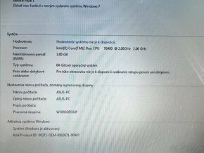 Predám notebook Asus Intel Core2Duo 2x2,00GHz.3gb ram.160gbH - 3