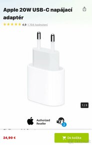 Apple 20W sieťový adaptér a 1m USB C Apple kábel nové - 3