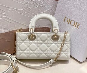 Dior Lady biela/krémova kožená kabelka - 3