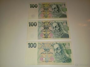 BANKOVKY 100 KČ 1993, 1995, 1997, PĚKNÉ STAVY - 3