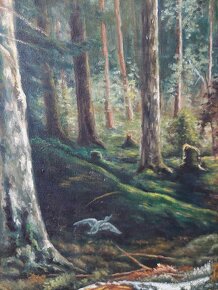Veľký obraz ručná olejomaľba na plátne  - Lesné zátišie - 3