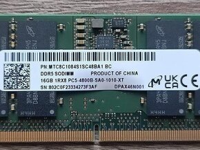 MICRON 16GB DDR5 a Samsung 8GB DDR5 SoDimm - 3