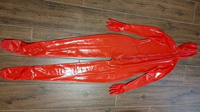 Latexový catsuit - červený - 3