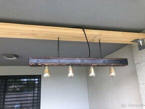 Závesné drevene svietidlo , lampa , luster - 3