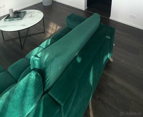 Smaragdový semišový rohový gauč - 3