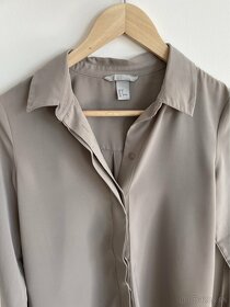 H&M Sivohnedá/hnedosivá/taupe šifónová blúzka XXS (32) - 3