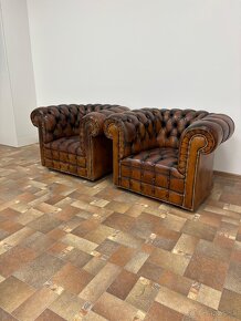 Chesterfield štýl,kožená,farba western 3+1+1 - 3