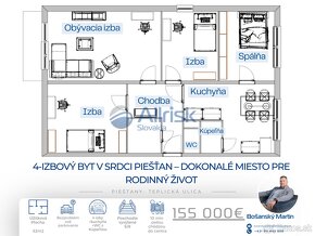 4-izbový byt v srdci Piešťan – ideálne miesto pre Vašu rodin - 3