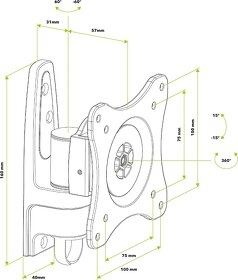 Držiak na 10"-27" TV(monitor) "AlzaErgo M105B Secure Pivot" - 3