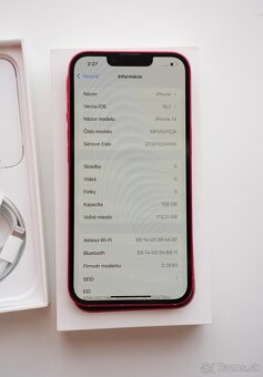 Apple iPhone 14 128gb - RED PRODUCT - Bezchybný stav - 3