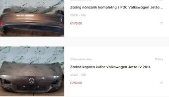 Zadný nárazník kompletný s PDC Volkswagen Jetta IV 2013-  Vo - 3