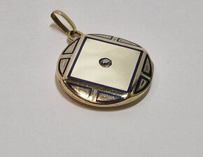 Art Deco zlatý medailon 0,065ct ✨✨✨ - 3